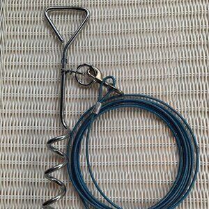 Tie Out Dog Cable and Stake with 15 Ft Cable & 17 In HD Anti Rust Spiral Stake